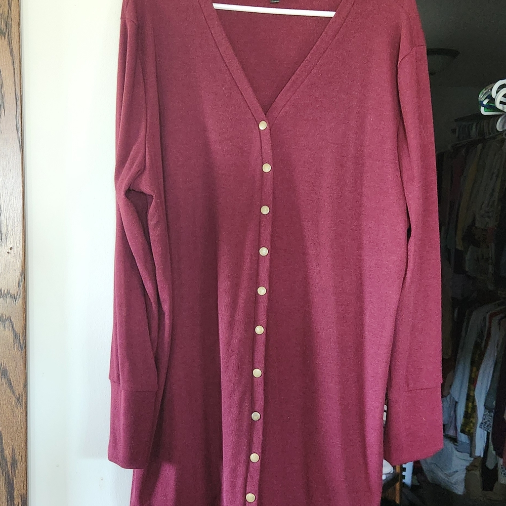 Women's Burgundy Cardigan Sweater